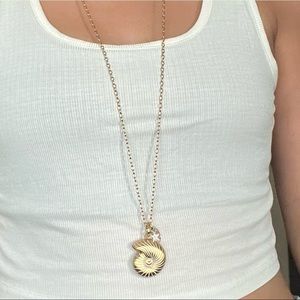 Long Gold Seashell Necklace
